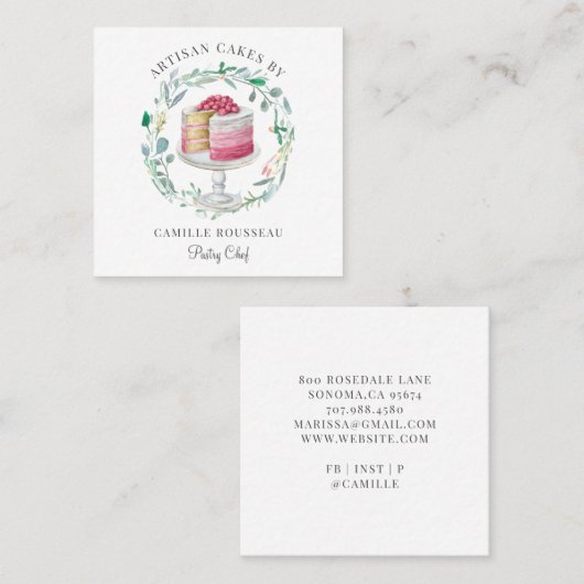 Bakkerij Pastry Chef Baker Square Visitekaartje (Voorkant / Achterkant)