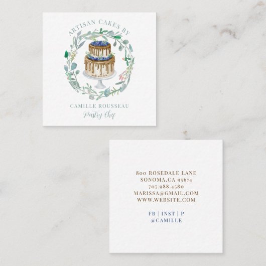 Bakkerij Pastry Chef Baker Square Visitekaartje (Voorkant / Achterkant)