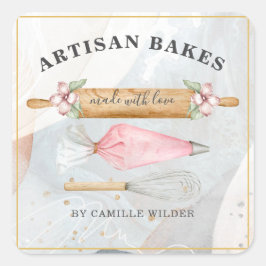 Bakkerij Pastry Chef Bakers Tools Business Square  Vierkante Sticker