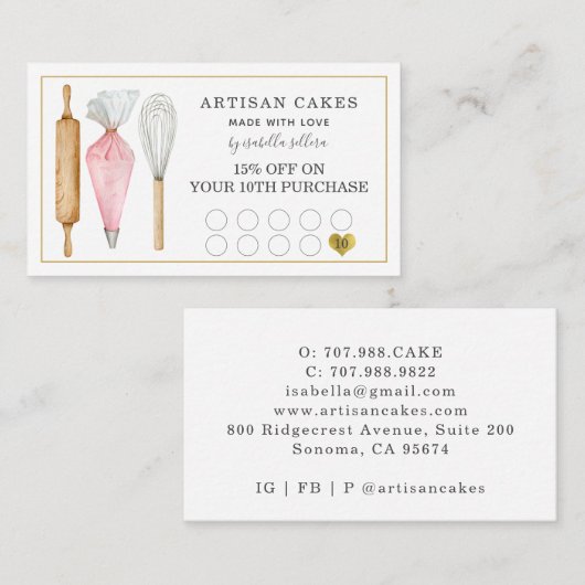 Bakkerij Pastry Chef Bakers Tools Loyalty Punch Ca (Voorkant / Achterkant)