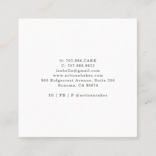 Bakkerij Pastry Chef Bakers Visitekaartje (Achterkant)