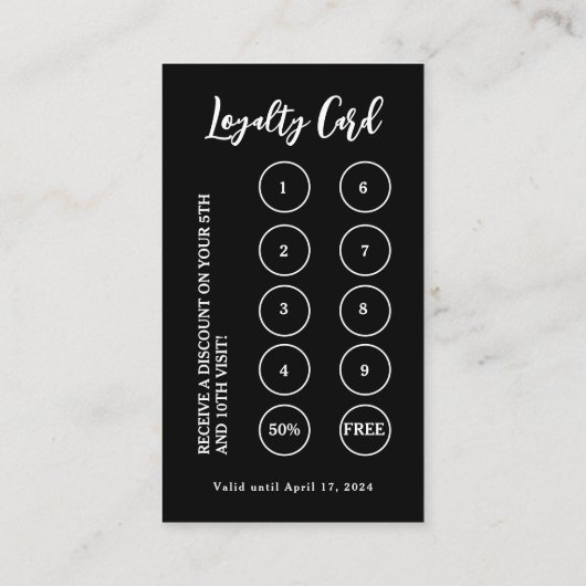 Bakkerij Pastry Chef Baking Utiers Black Klantenkaartje (Achterkant)