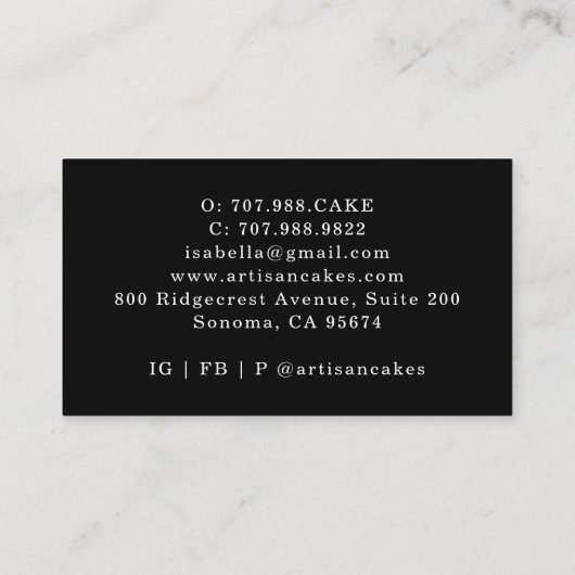 Bakkerij Pastry Chef Baking Utiers Black Visitekaartje (Achterkant)