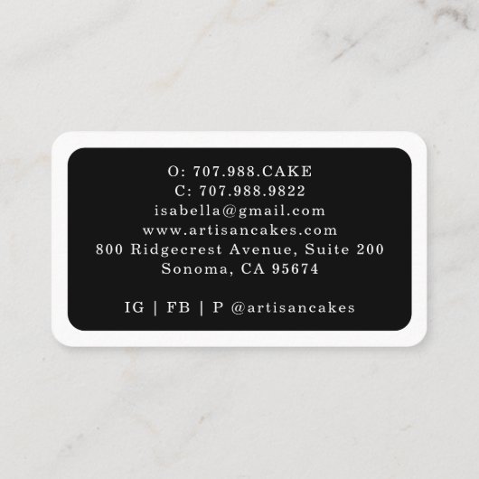 Bakkerij Pastry Chef Baking Utiers Black Visitekaartje (Achterkant)