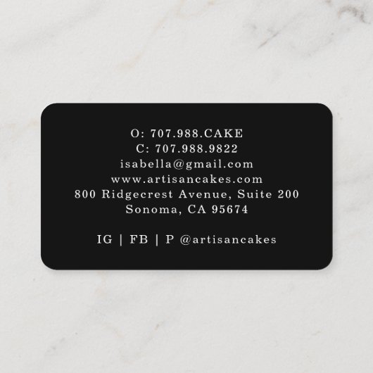 Bakkerij Pastry Chef Baking Utiers Black Visitekaartje (Achterkant)