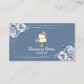 Bakkerij Pastry Chef Blue Flower and bees Sweet Ca Visitekaartje (Voorkant)