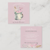 Bakkerij Pastry Chef Boho roze floraal Vierkante Visitekaartje (Voorkant / Achterkant)
