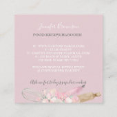 Bakkerij Pastry Chef Boho roze floraal Vierkante Visitekaartje (Achterkant)