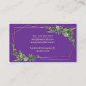 Bakkerij Pastry Chef Botanical Sweet Cake Paarse Visitekaartje (Achterkant)