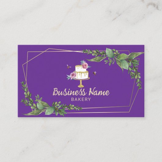 Bakkerij Pastry Chef Botanical Sweet Cake Paarse Visitekaartje (Voorkant)