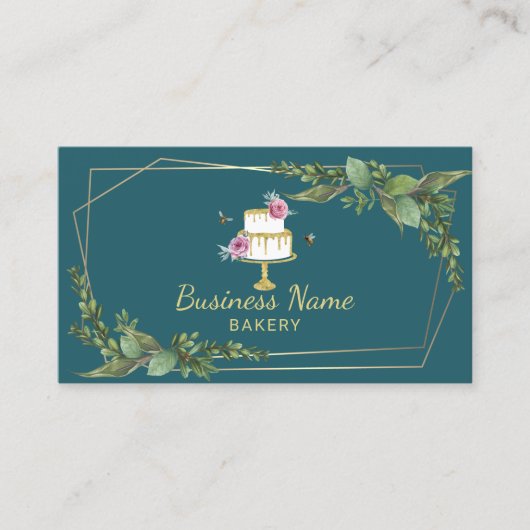Bakkerij Pastry Chef botanische zoete Cake Blauwgr Visitekaartje (Voorkant)