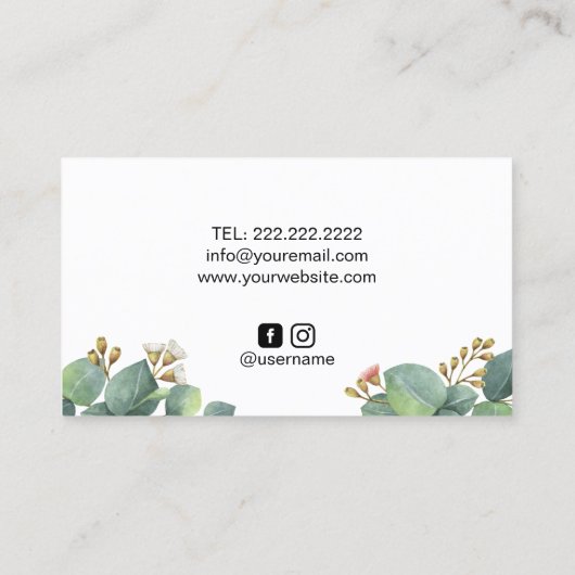 Bakkerij Pastry Chef Cake Elegant Botanische Folia Visitekaartje (Achterkant)