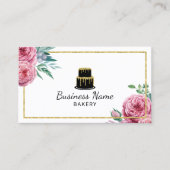 Bakkerij Pastry Chef Cake Elegant Waterverf Floral Visitekaartje (Voorkant)