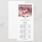 Bakkerij Pastry Chef Cake Roze Goud Glitter Druppe Menu (Voorkant / Achterkant)