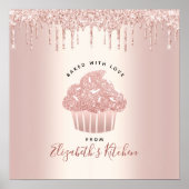 Bakkerij Pastry Chef Cupcake Roos Gold Glitter Dri Poster (Voorkant)