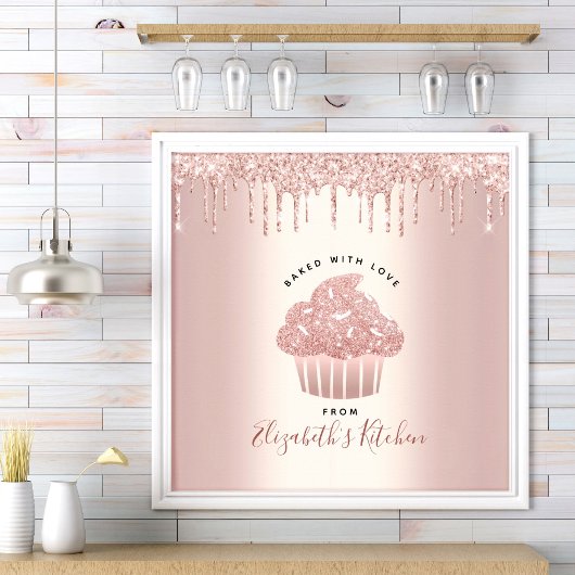 Bakkerij Pastry Chef Cupcake Roos Gold Glitter Dri Poster