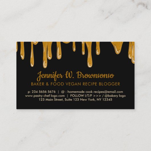 Bakkerij Pastry Chef Drip Caramel Cream Visitekaartje (Achterkant)