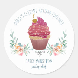 Bakkerij Pastry Chef Elegant Cupcake Baker Ronde Sticker