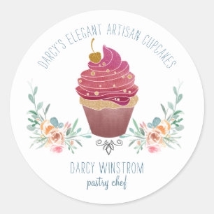 Bakkerij Pastry Chef Elegant Cupcake Baker Ronde Sticker