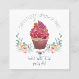 Bakkerij Pastry Chef Elegant Cupcake Baker Vierkante Visitekaartje
