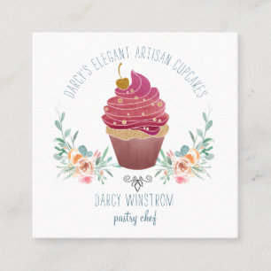 Bakkerij Pastry Chef Elegant Cupcake Baker Vierkante Visitekaartje