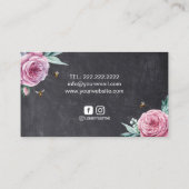 Bakkerij Pastry Chef Flower & Bees Cake Chalkboard Visitekaartje (Achterkant)