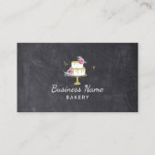 Bakkerij Pastry Chef Flower & Bees Cake Chalkboard Visitekaartje (Voorkant)