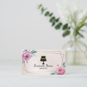 Bakkerij Pastry Chef  Flower & Bees Geometric Visitekaartje (Staand voorkant)