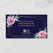 Bakkerij Pastry Chef Flower & Bees Sweet Cake Navy Visitekaartje (Achterkant)