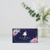 Bakkerij Pastry Chef Flower & Bees Sweet Cake Navy Visitekaartje (Staand voorkant)