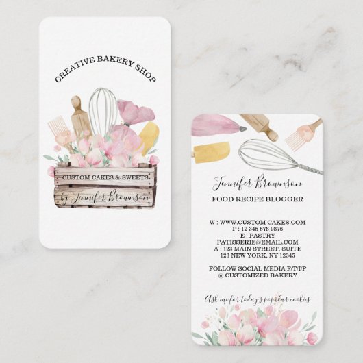 Bakkerij Pastry Chef Flower Box Visitekaartje (Voorkant / Achterkant)