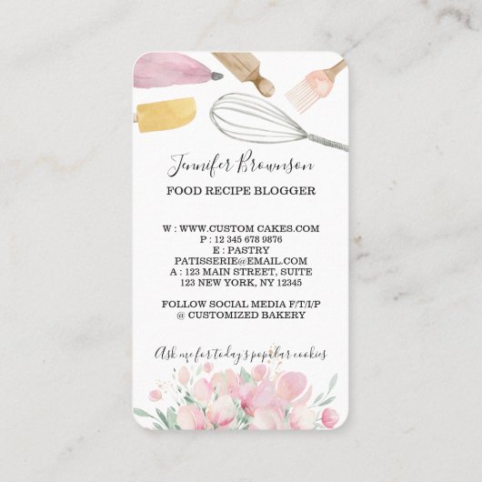 Bakkerij Pastry Chef Flower Box Visitekaartje (Achterkant)
