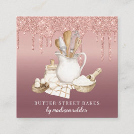 Bakkerij Pastry Chef Glitter Drift Roos Gold Vierkante Visitekaartje