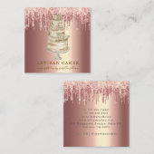 Bakkerij Pastry Chef Glitter Drift Roos Gold Vierkante Visitekaartje (Voorkant / Achterkant)