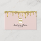 Bakkerij Pastry Chef Gold Cake Logo Blush Pink Visitekaartje (Voorkant)