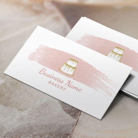 Bakkerij Pastry Chef Gold Cake Logo Blush Waterver Visitekaartje