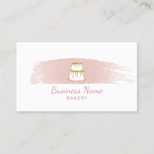 Bakkerij Pastry Chef Gold Cake Logo Blush Waterver Visitekaartje (Voorkant)