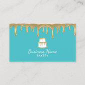 Bakkerij Pastry Chef Gold Cake Logo Modern Turquoi Visitekaartje (Voorkant)