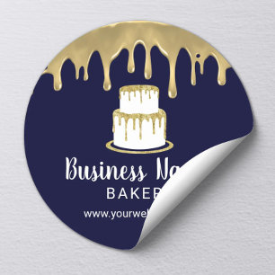 Bakkerij Pastry Chef Gold Cake Logo moderne marine Ronde Sticker