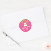 Bakkerij Pastry Chef Gold Cake Logo Roze Ronde Sticker (Envelop)