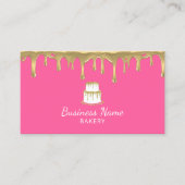 Bakkerij Pastry Chef Gold Cake Logo Roze Visitekaartje (Voorkant)