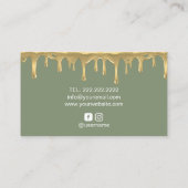 Bakkerij Pastry Chef Gold Drip Cake Sage Green Visitekaartje (Achterkant)