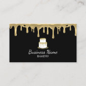 Bakkerij Pastry Chef Modern Black & Gold Cake Logo Visitekaartje (Voorkant)