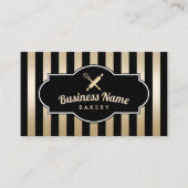 Bakkerij Pastry Chef Modern Black & Gold Stripes Visitekaartje (Voorkant)