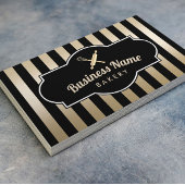 Bakkerij Pastry Chef Modern Black & Gold Stripes Visitekaartje