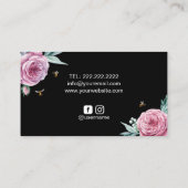 Bakkerij Pastry Chef Modern Flower and Bees Cake Visitekaartje (Achterkant)