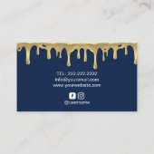 Bakkerij Pastry Chef Modern Navy & Gold Cake Logo Visitekaartje (Achterkant)
