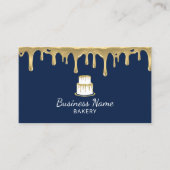 Bakkerij Pastry Chef Modern Navy & Gold Cake Logo Visitekaartje (Voorkant)