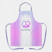 Bakkerij Pastry Chef Paars Glitter Drift Script Schort (Voorkant)