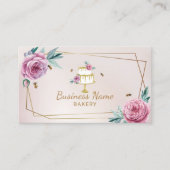 Bakkerij Pastry Chef Pink Flower & bijen Sweet Cak Visitekaartje (Voorkant)
